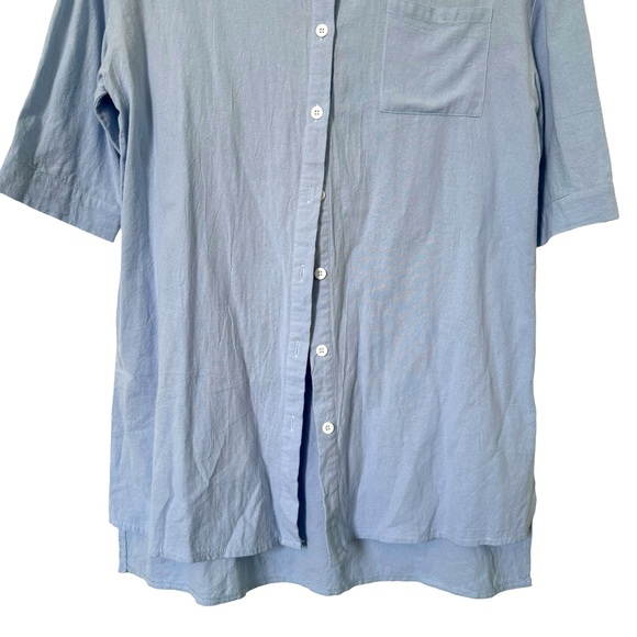 *Free* Shein Dropped Shoulder Pocket Patched Shirt Blue Top - Picture 6 of 13